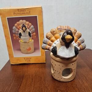 Vintage Galaxy Giftware Turkey Time Ceramic Turkey Potpourri Pot Thanksgiving